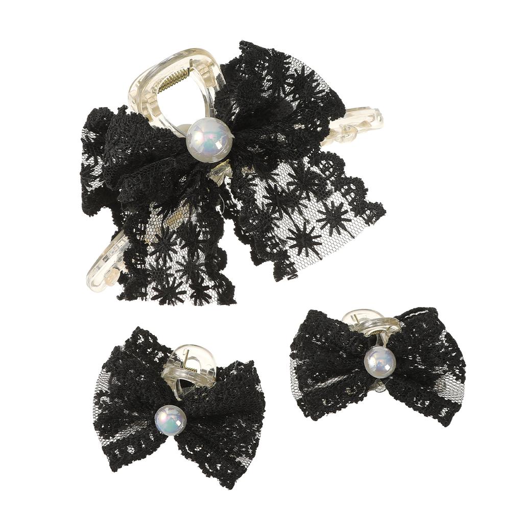 AWAYTR Mesh Pearl Bowknot Hair Claws Elegant Hair Clips Crab For Women Girl Gift Hair Accessories Valentine Headwear