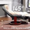 Swivel Recliner, Linen Look, Manually Adjustable Chair with Wooden Base, Footrest, High Backrest, Gray