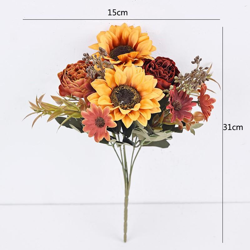 Artificial Sunflower Bouquet Wedding Decor Home Interior Photography Prop Silk Floral Arrangement