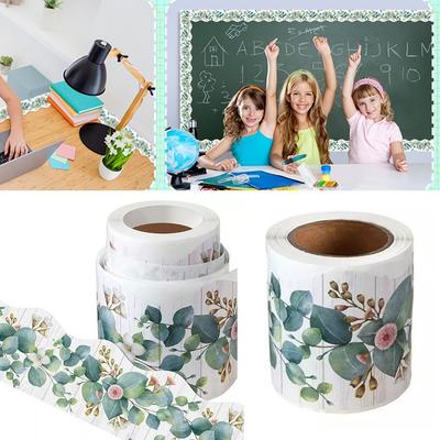 1 Rol Zelfklevende Krijtbord Rand 7.6cm 5Meter Papier Rand Papier DIY Eucalyptus Rand Klaslokaal Decoraties