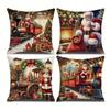 Creative Christmas Santa Claus Train Pillow Cover Festive Decorative Cushion Case Gift for Holiday Home Sofa Decoration