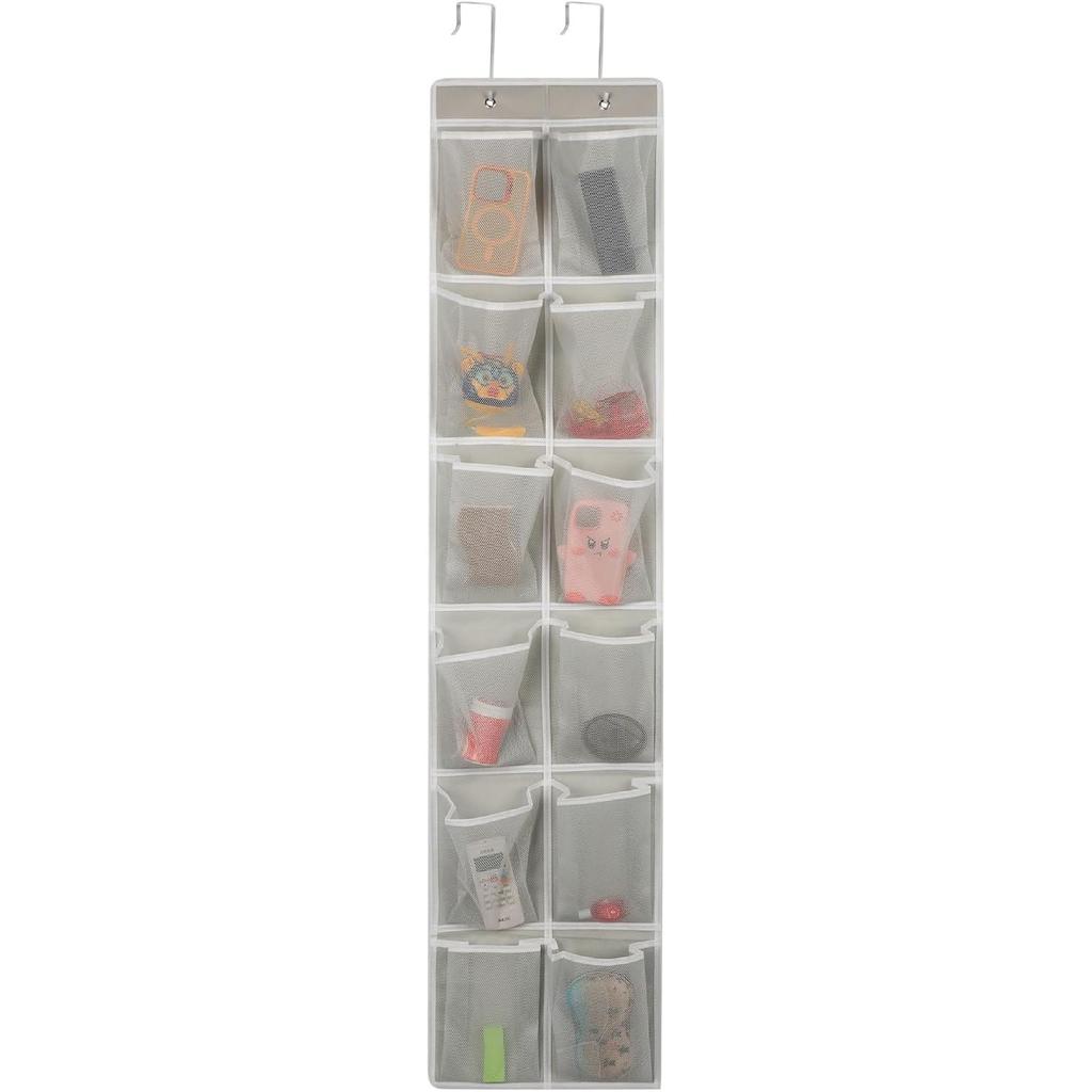 12 Large Pockets Over Door Hanging Shoe Organizer, White