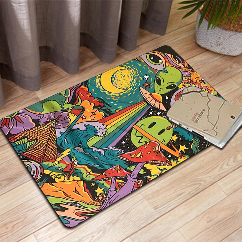 Whimsical UFO & space Rug Floor Mat for Living Room or Bedroom Soft and Comfortable Carpet a Gift for Birthday and Holiday.ZFF0913426