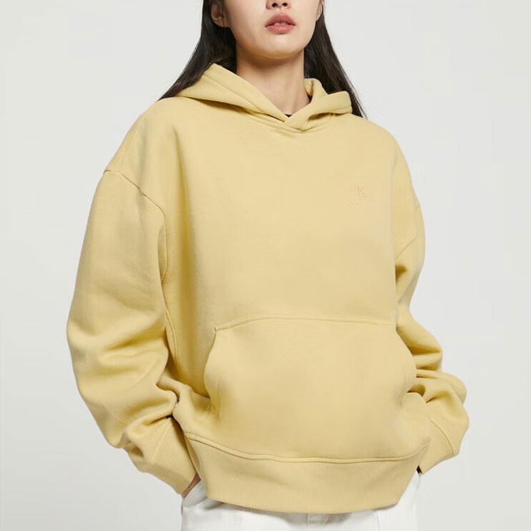 Calvin Klein Classic Casual Simple Embroidered Fleece Hoodie Unisex Hoodies Light-Yellow 40HM256-740