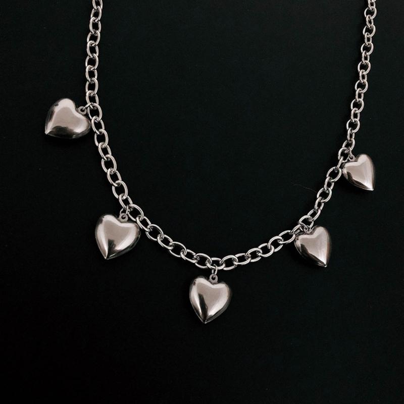 Heart Shape Designs Clavicle Necklace Love Heart Pendant Neckchains for Women Long Chains Collar Choker Party Jewelry