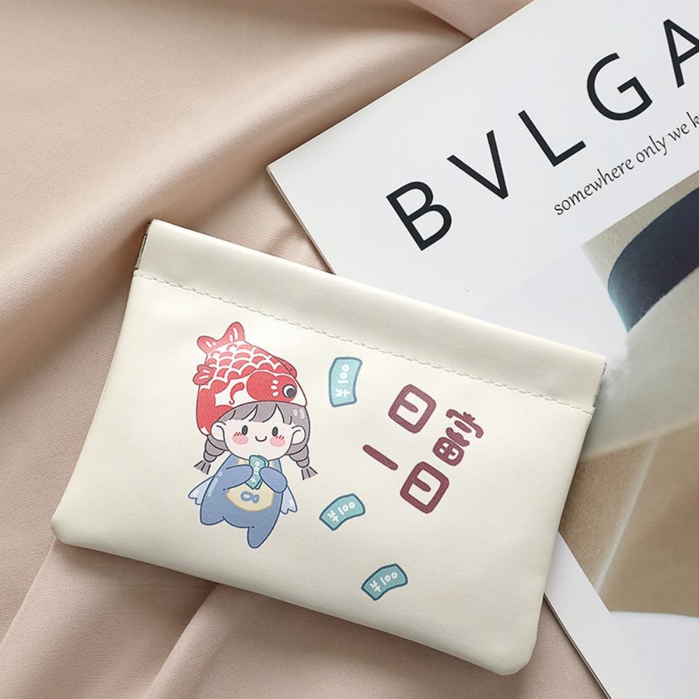 Neue automatische Schließung Mini Kosmetiktasche Weiches Pu-Leder Tragbare Lippenstifttaschen Cartoon Muster Make-up Tasche