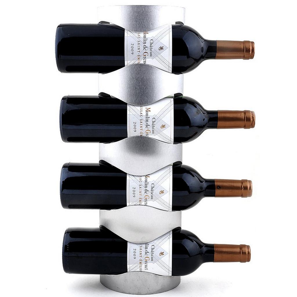 WR1 Wine Rack Holder, Holds 3 or 4 Bottles, Wine Bottle Storage Case, Stand, Interior Display (Holds 4 Bottles)