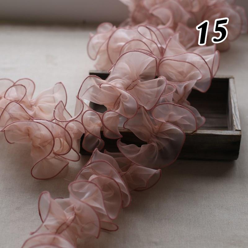 3M 10cm Pleated Lace Trim Bubble Skirt Ruffle Gauze Lace Ribbon Lace Fabric Tutu Lace Wedding Dress Decor Accessories
