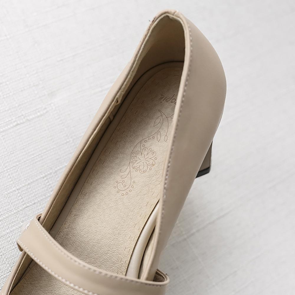 Beige Women Pumps Pointed Toe Med Heels Office Shoes Small Big Plus Size 30 48