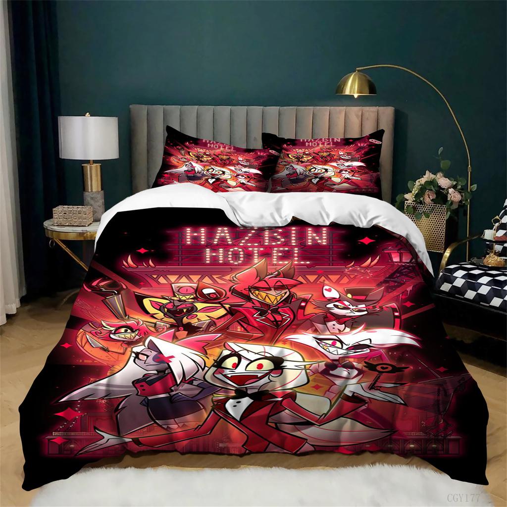 Kids Hazbin Hotel Animation Duvet Cover Set Ultra Soft Bedding Set Lightweight Quilt Cover All-Season 3-Pcs For KidsAdults