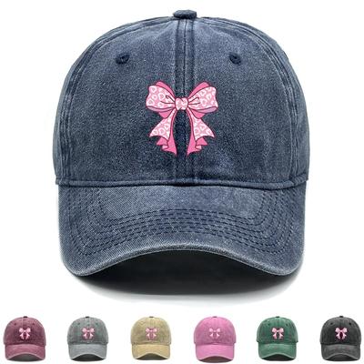 Bowknot Pattern Print Snapback Sun Hat, Dad Hat Unisex Vintage-Inspired Headwear Lightweight Adjustable Baseball Cap