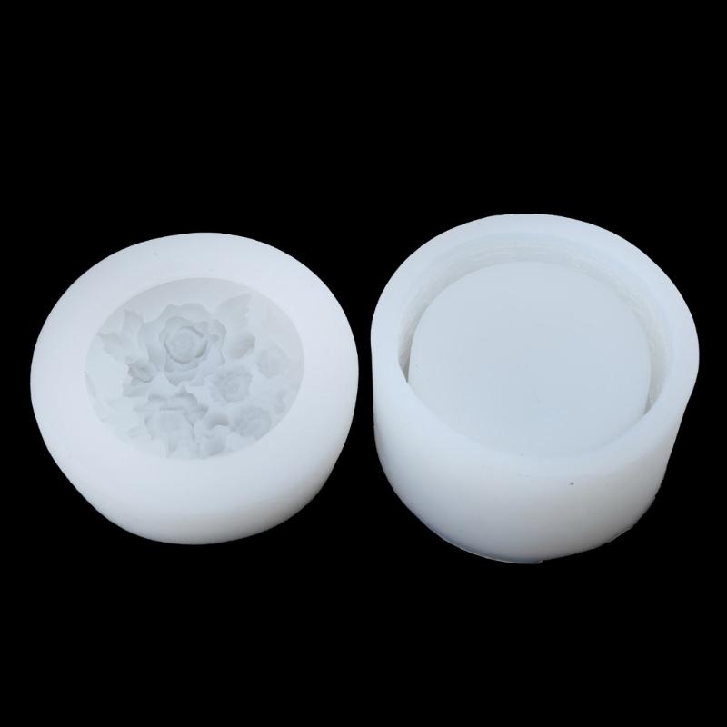 Rose Bottle Dripping Glues Mold Gypsum Ornaments Aromatherapys Candle Holder 3D Flowers Rose Storage Box Silicone Mold