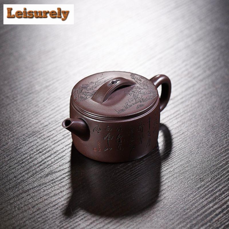 190ml Handmade Yixing Purple Clay Teapots Handmade Large Caliber Pot Raw Ore Purple Mud Kettle Chinese Zisha Teaset Cha Supplies