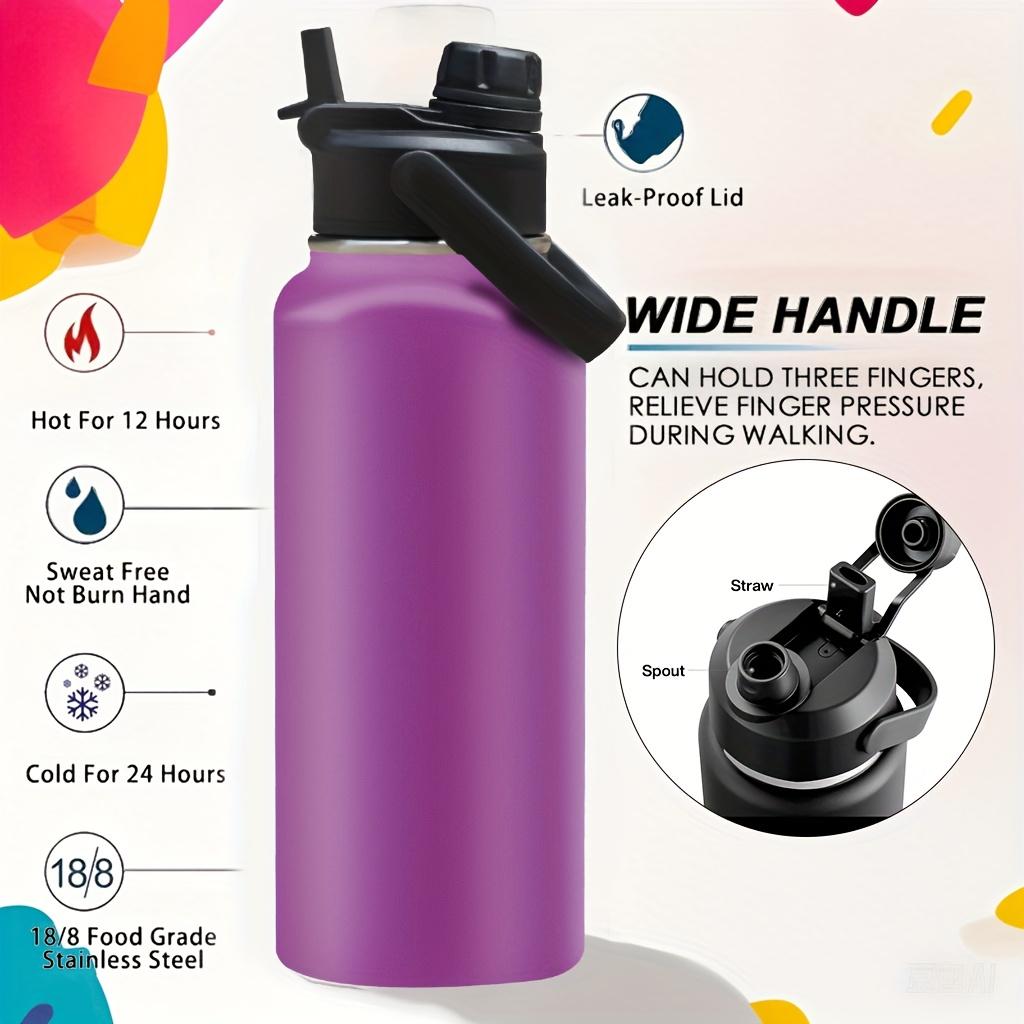

32oz Stainless Steel Water Bottle Double Drink Vacuum Insulated 304 Thermos Hot Cold Travel Sports Bottle with Handle LeakProof 32oz фіолетовий