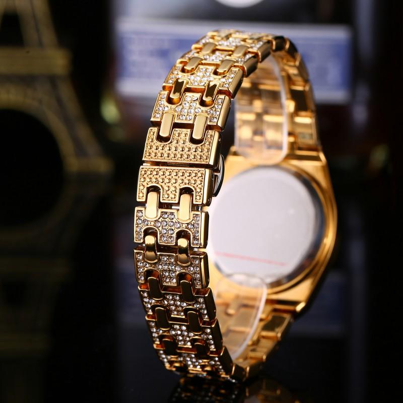 MISSFOX Womens Watch Hip Hop Full Quartz Wristwatch Ins Style Gold/Two-Tone/White 2528 Model