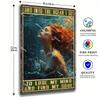 Vintage Metal Poster Nautical Wall Art Blue Green Mermaid Dive Quote Living Room Decor