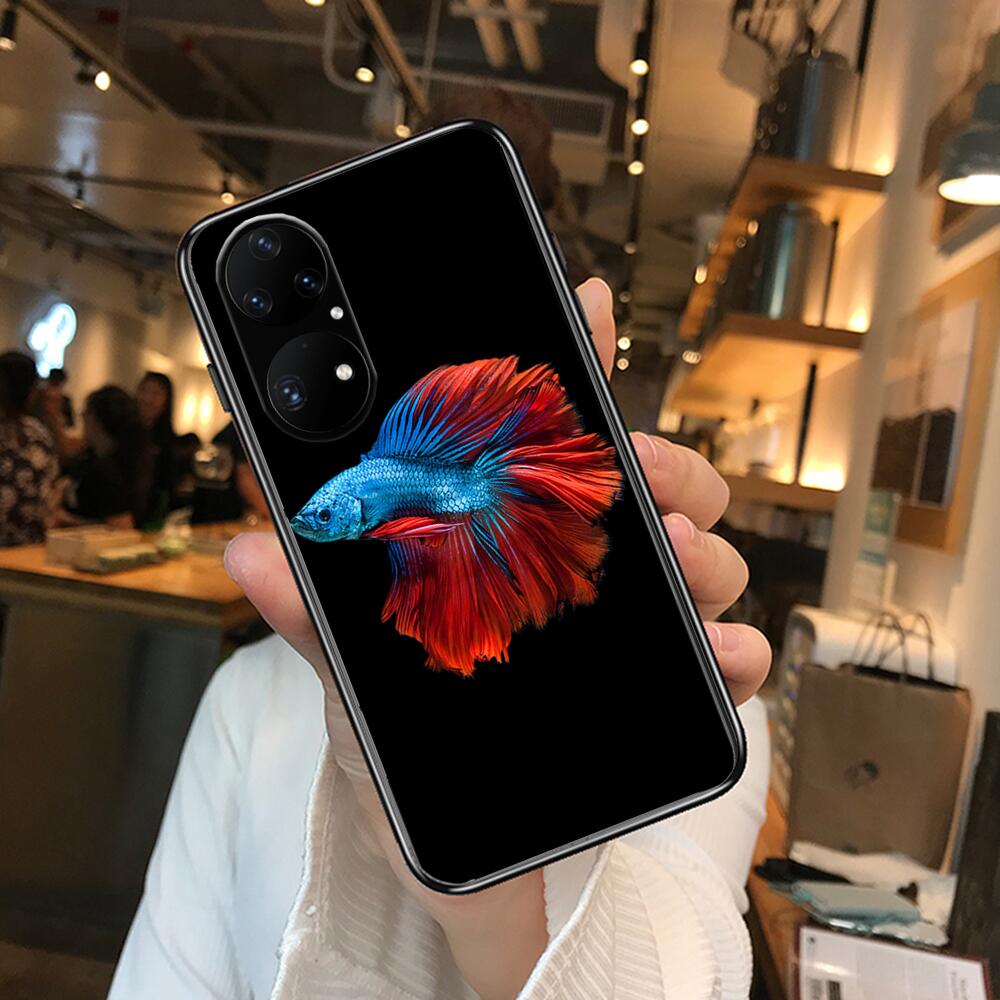 Etui na telefon z karpiem koi do Huawei p50 P40 p30 P20 10 9 8 Lite E Pro Plus czarne Etui Coque Malowanie Hoesjes komiks fas