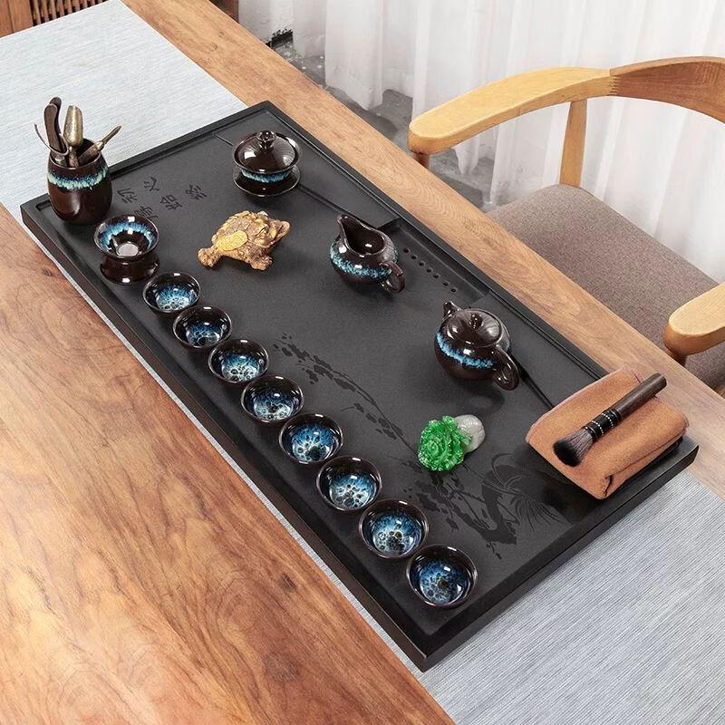 Black Gold Stone Tea Tray