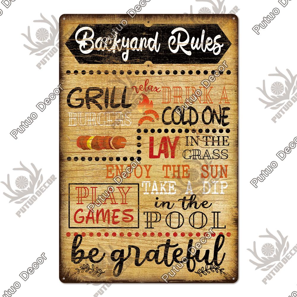 Putuo Decor BBQ Metal Sign Tin Plaque Vintage Metal Signs Iron Painting for Barbecue Bar Pub Kitchen Party Zone Wall Decor