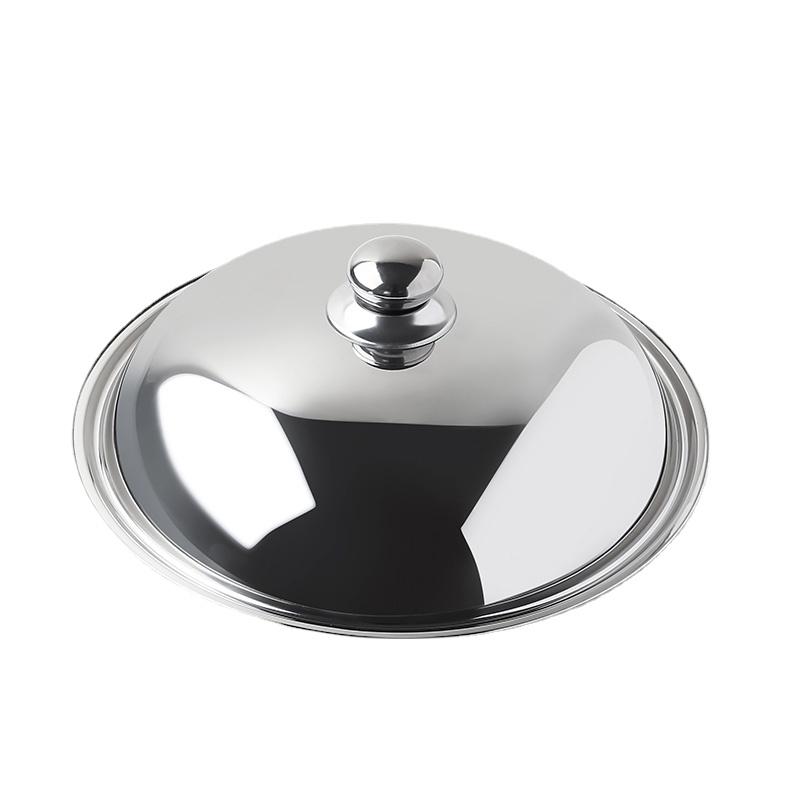 Stainless Steel Old Iron Pot Cover, Thickening Wok, Universal Pot Cover, Kitchen Tools with a Smooth Handle, Modern Household