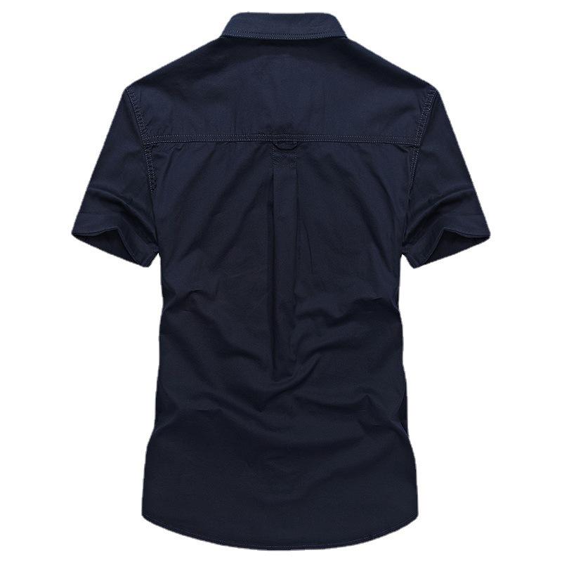 2024 Men's Washed Cotton Short Sleeve Military Shirt, Loose Fit Plus Size Outdoor Workwear