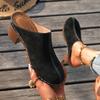 Sandale de vară pentru femei, cu platformă groasă, toc gros, cu vârf închis, slip-on, stil european simplu, încălțăminte casual.