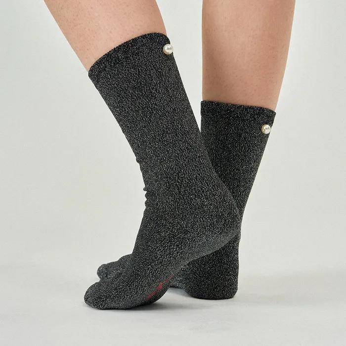 Pit a Pat Glitter Socks - BLACK&SILVER