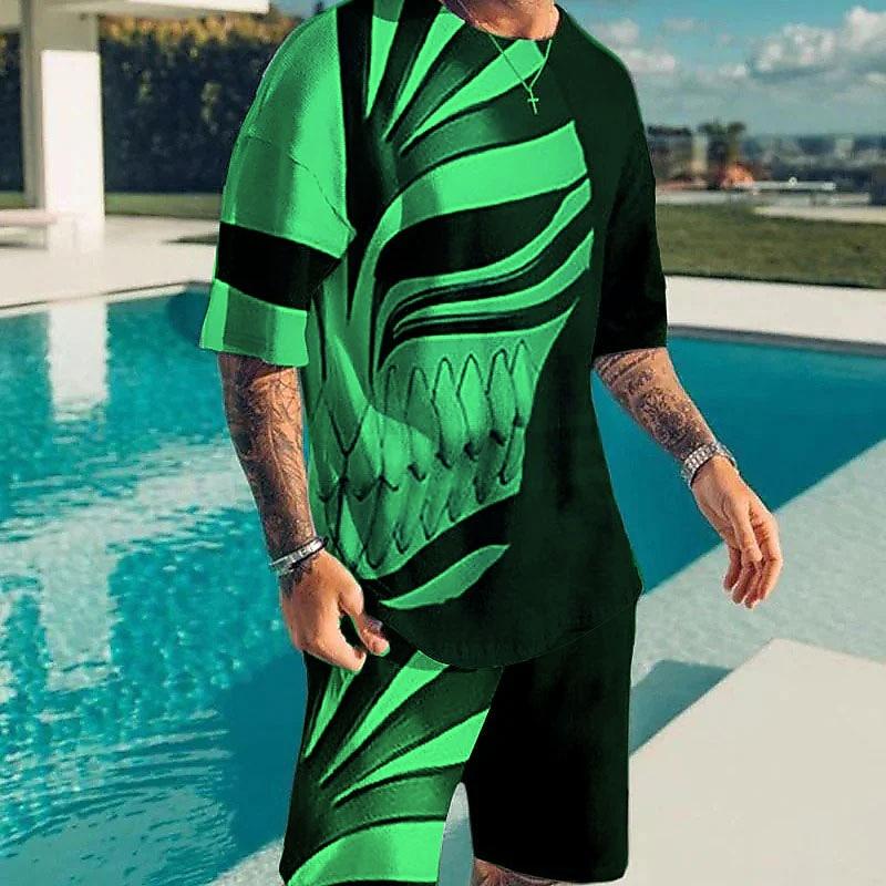 Men's Graphic Prints Technology 2pcs Tees Sets Matching Sets Short Sleeve Short Pants Summer