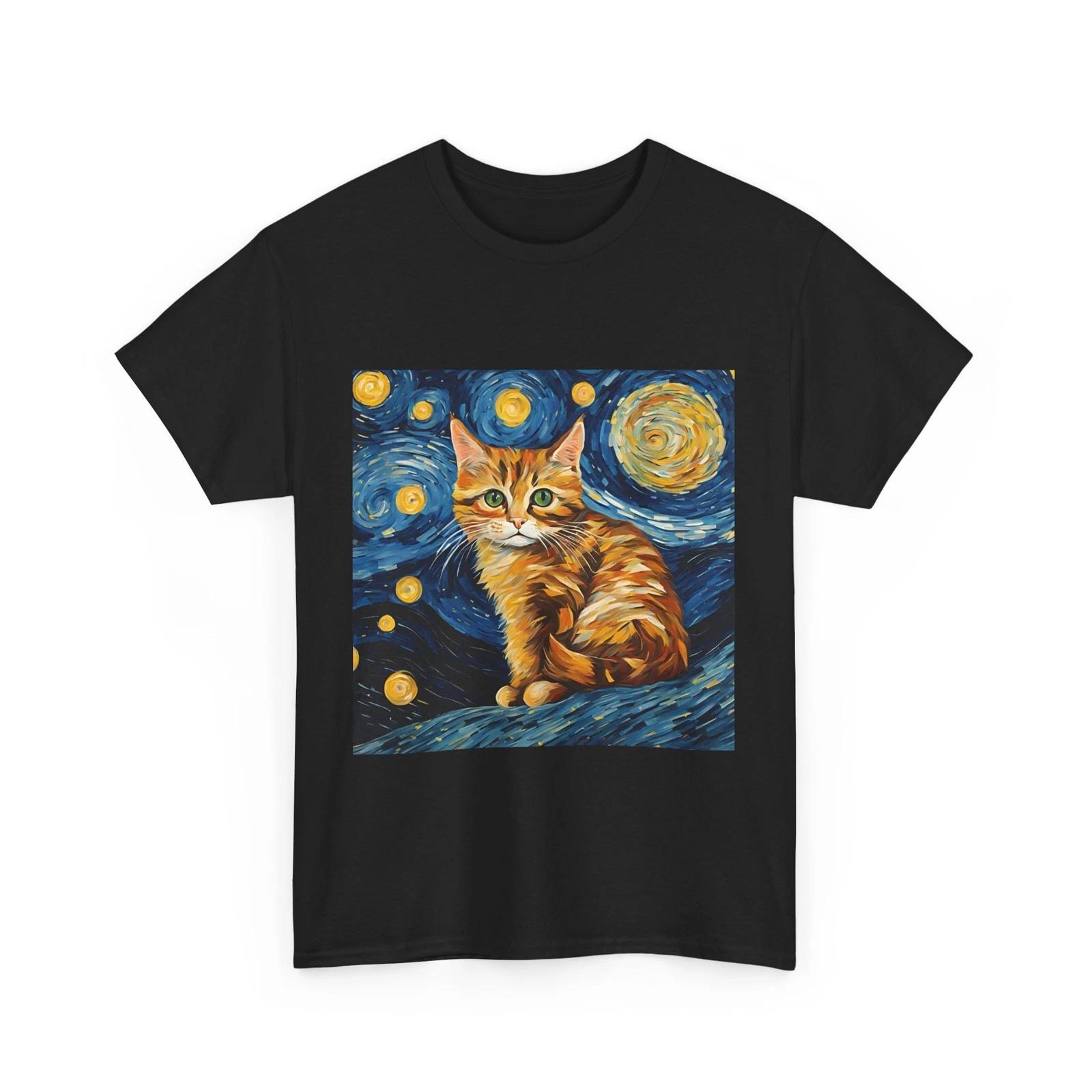Van Gogh Cat Shirt | Van Gogh Starry Night Cat Shirt | Vintage Black Cat Shirt 3 XL