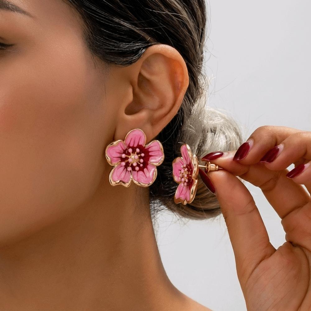 Enamel Flower Earrings Drip Oil Drop Earrings Fashion Floral Stud Earrings  Girls