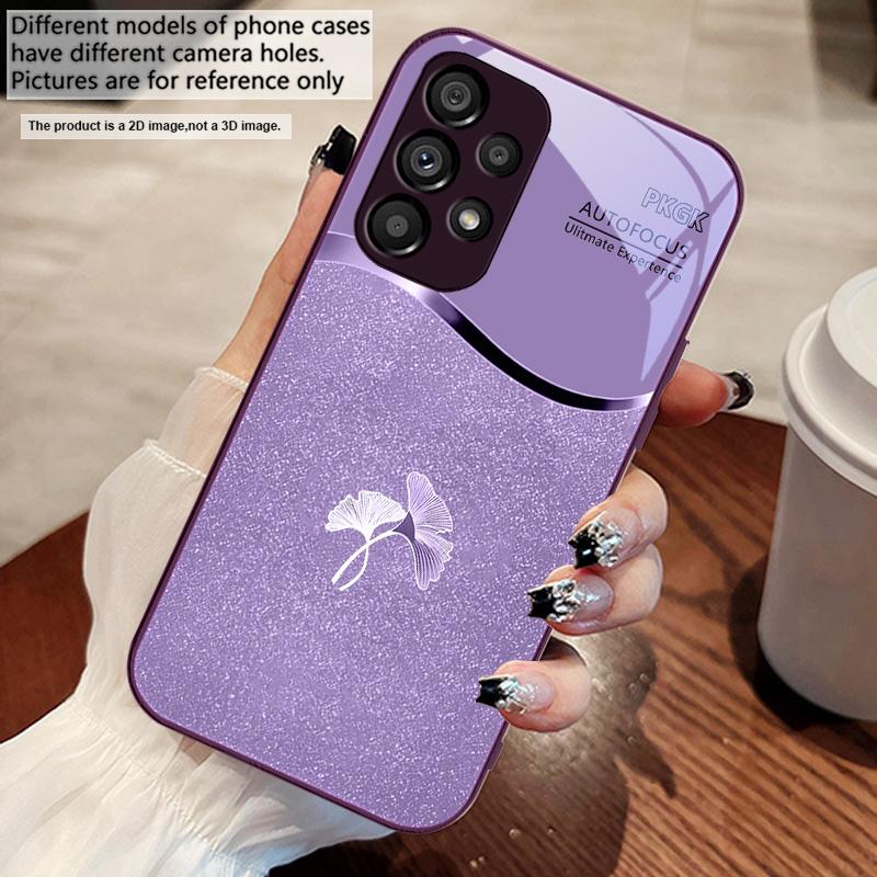 Pink Gradient Ginkgo For Samsung S 25 S25 Edge S25Ultra S8 S9 S10 20 U Ltra S21 Pro S22 Plus S23 FE S24 Ultra Glass Phone Case