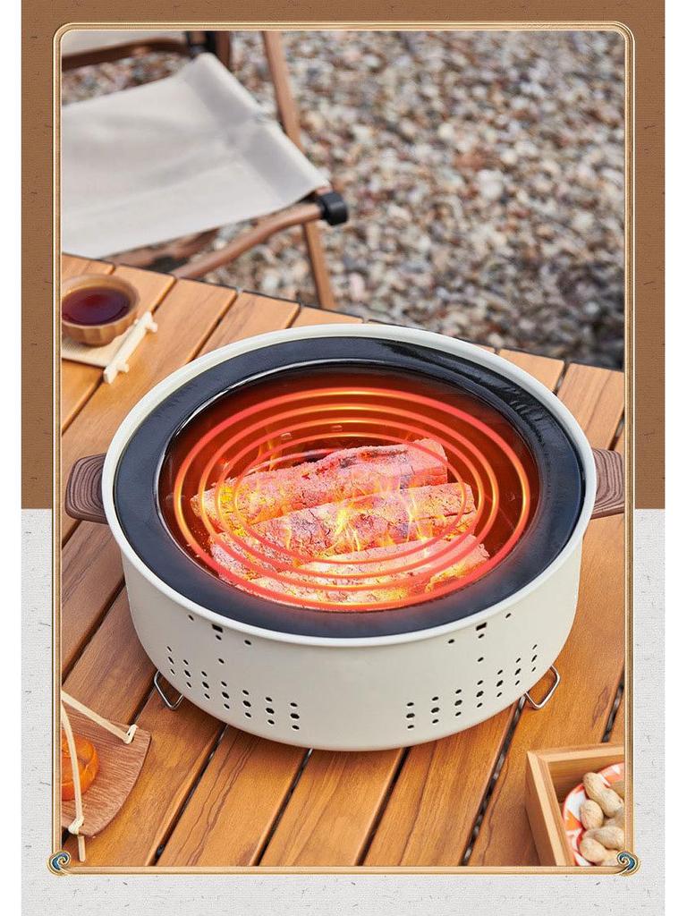 Multifunctional Outdoor Camping Tea-Boiling BBQ Grill with Small Charcoal Rack