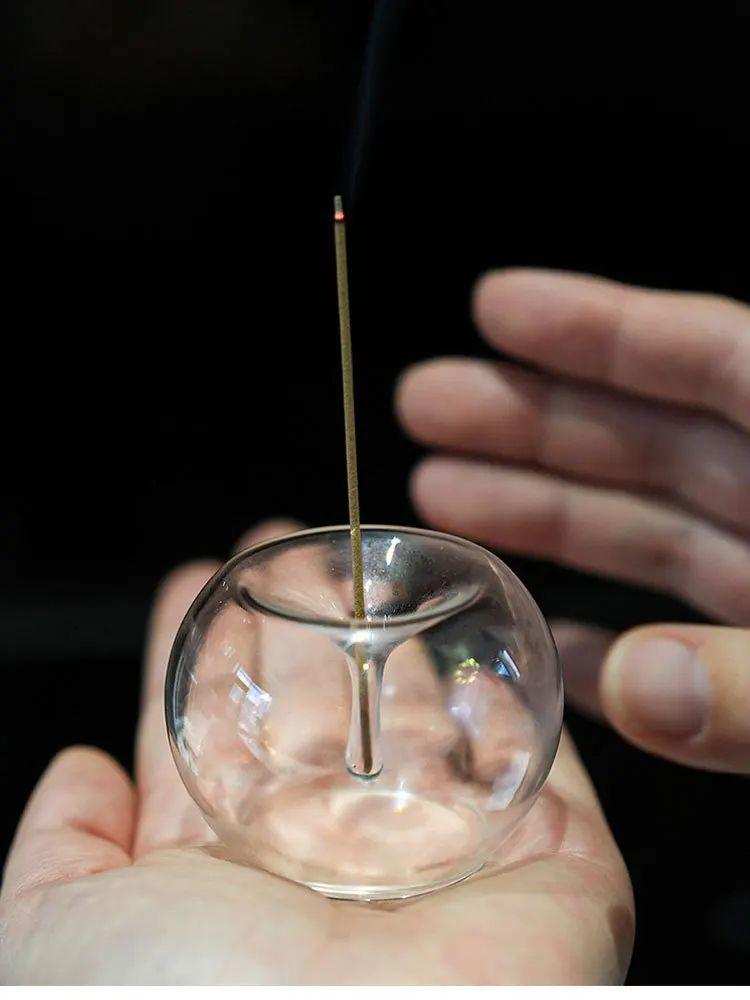 Colorful Glass Ball Incense with Glass Incense Holder, Aroma Stand, Home Indoor Incense Burner, Zen Tea Ceremony Incense Tool
