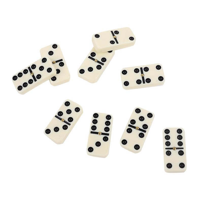 28pcs Double Six Domino, Blue PVC Box Teeth Yellow Dominoes, Domino with Nails - Casino Gift