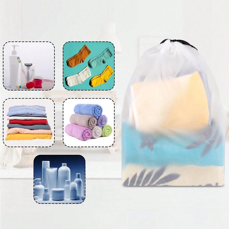 Frosted Transparent Drawstring Bag for Underwear and Socks with Printed Logo