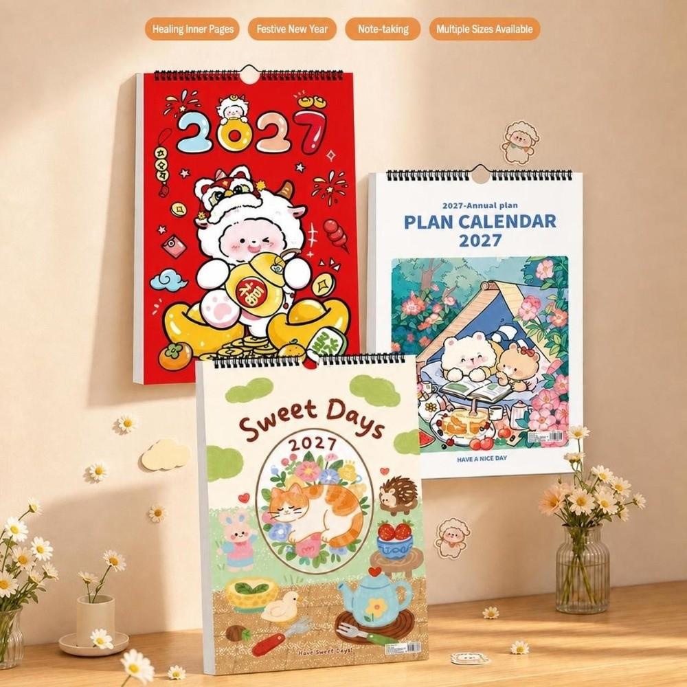 Coil 2027 Calendar Cartoon The Year of Goat Calendar  for Home Office Decor