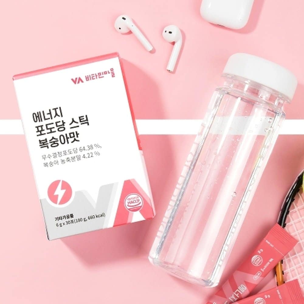 Vitaminvillage Energy Glucose Stick Peach Flavor Energy Drink 1 Box 30 Packs 1 Month Supply