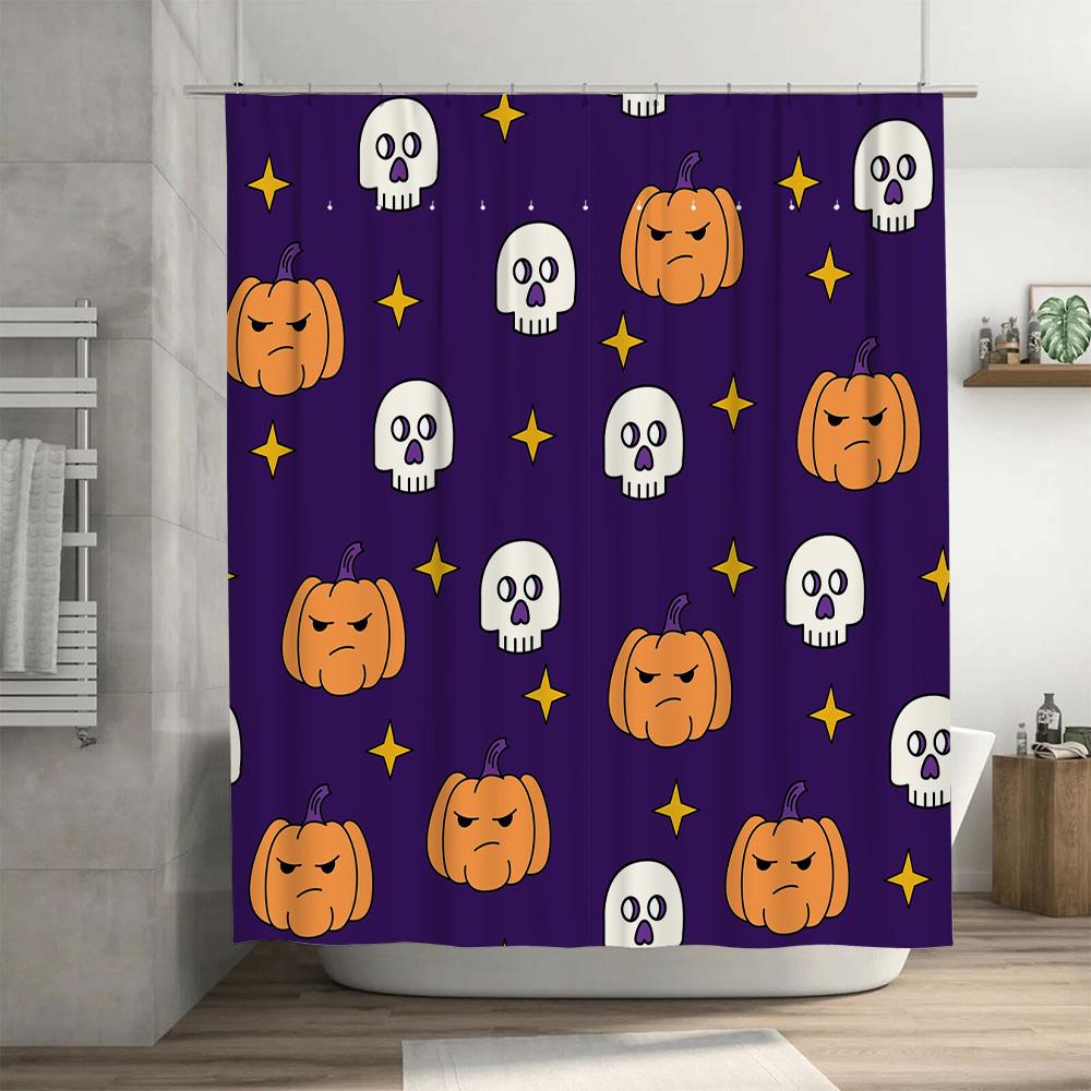 Purple Halloween Shower Curtain with Skulls Pumpkins Festive Decoration for Bathroom Accessories Set Home Decor Buy on AliExpres