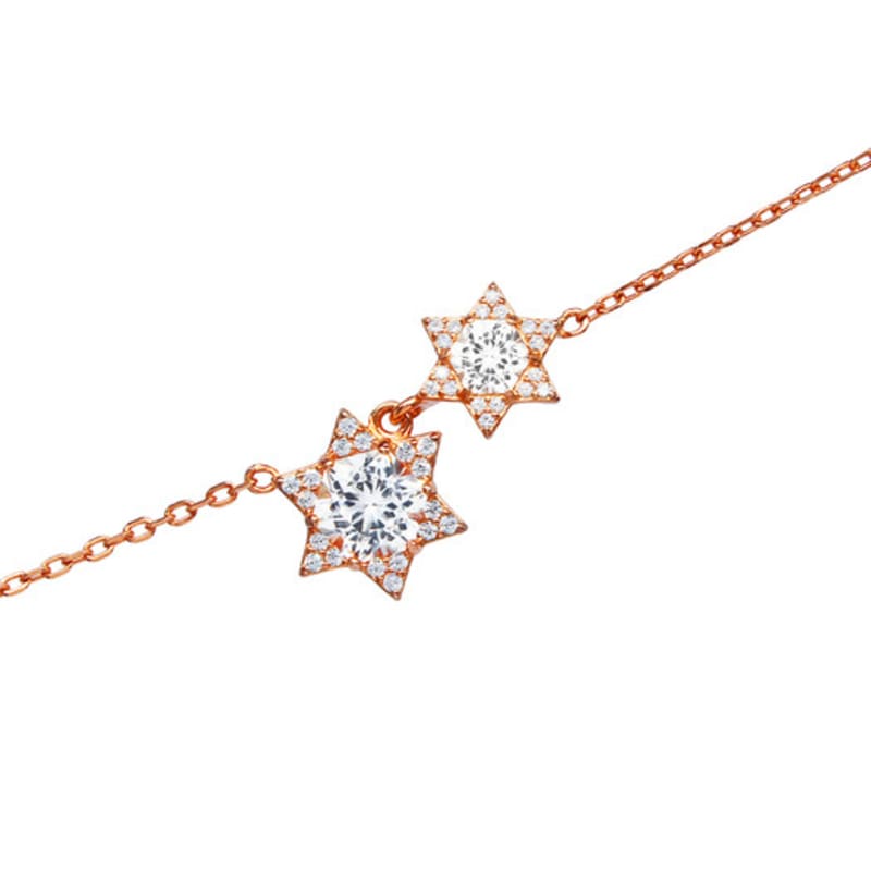TARI MACOI Silver Two Star Necklace - Rosegold
