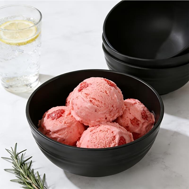 4/6/8Pcs Black Unbreakable Plastic Bowls Fruit Salad Bowl Microwave Dishwasher Safe Home Kitchen Daily Use