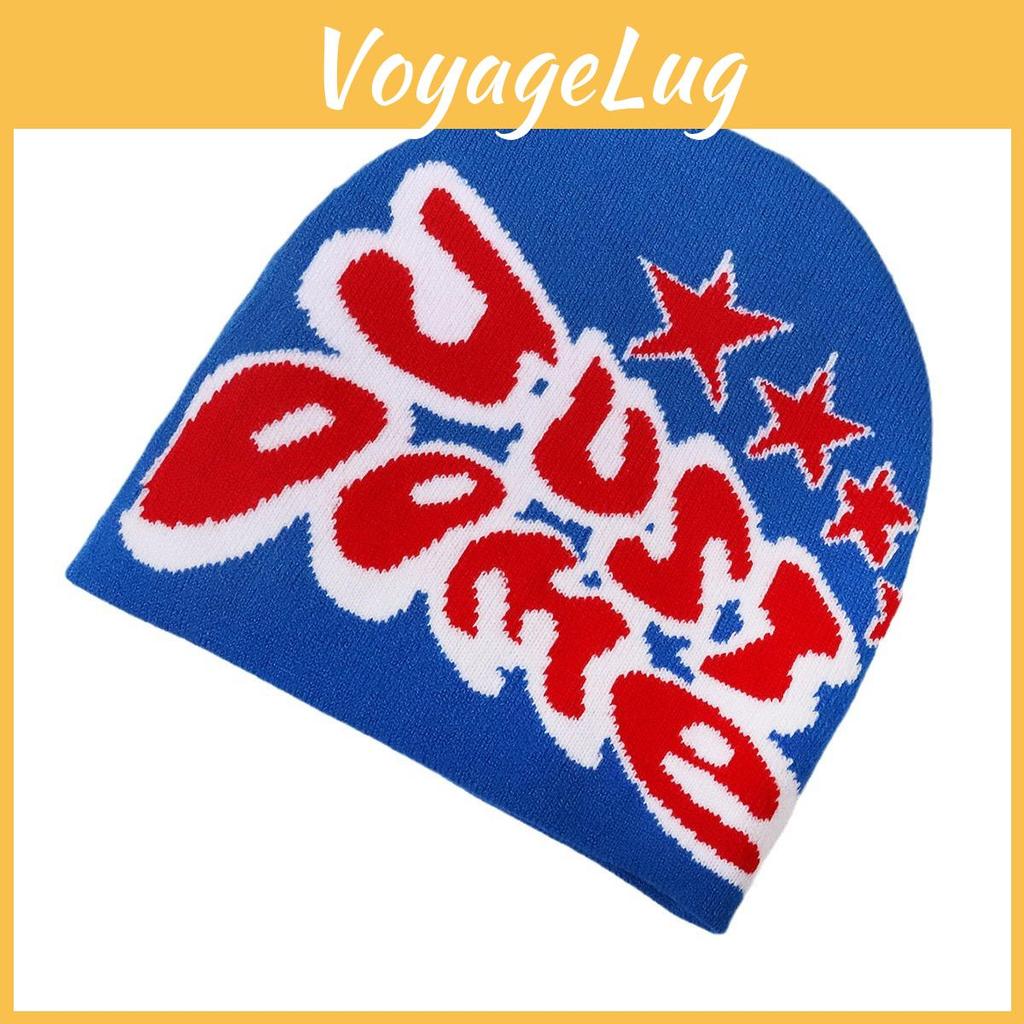 Retro Hat Knitted With Letter And Star Embroidery Design For Hip Hop Look Street