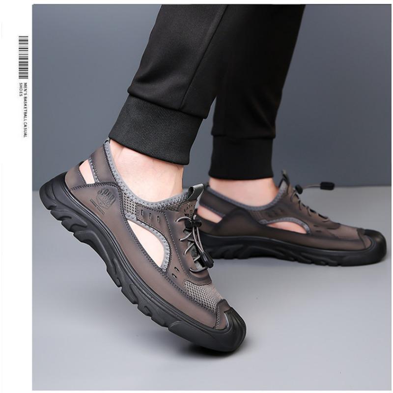 Fashion Designer New Hollow Platform Leather Men's Loafers Summer Fashion Casual Outdoor Beach Men's Sandals Zapatos Hombre