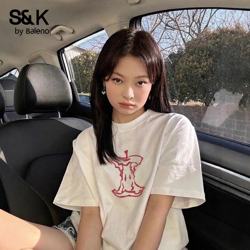 Baleno S&K Women s Oversized Red Apple Cotton T-Shirt M