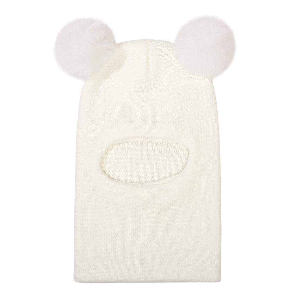Children's Double Ball Ear Protectors Fall and Winter Boys and Girls Cute Wool Knit Pullover One Hat