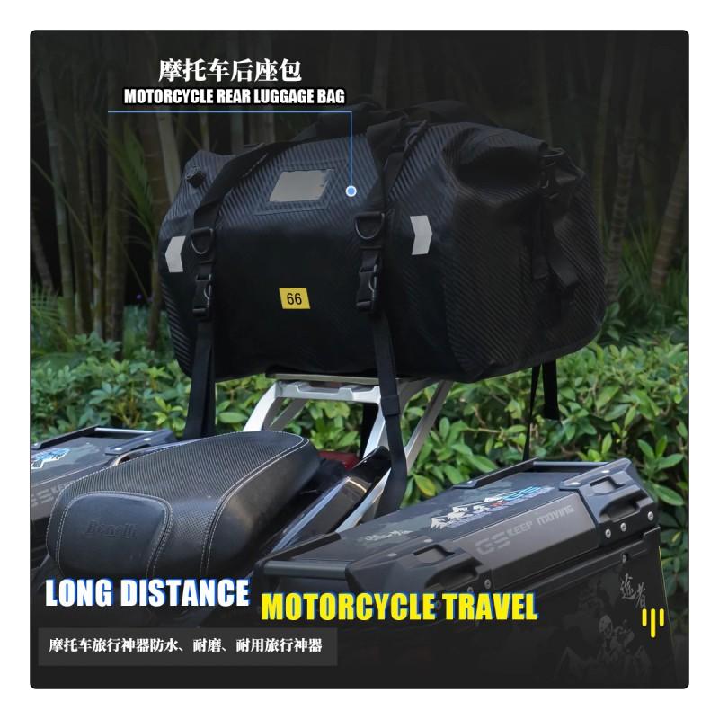 Waterproof PVC Motorcycle Tail Bag 40L 66L Carbon Fiber Style Rear Seat Storage Pack Touring Riding