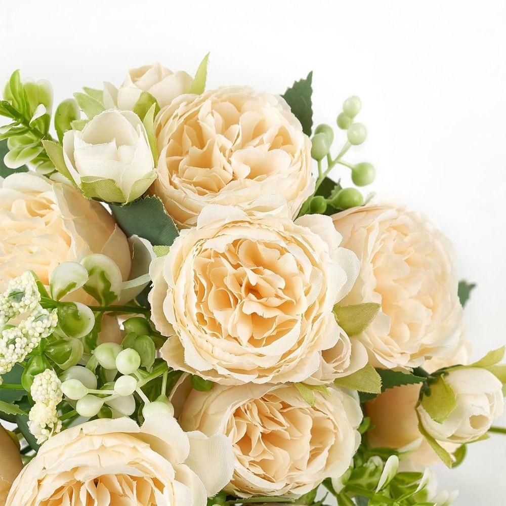 High Quality Big Head Artificial Peony Flowers Bud DIY Accessories Silk Rose Bouquet Peony Bouquet Photo Props