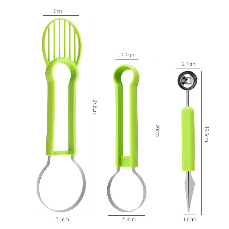 Dual-Headed Stainless Steel Fruit Baller & Carving Knife - 4-in-1 Watermelon Scoop & Kitchen Tool