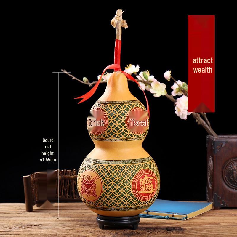 Chinese Knot Carved Gourd Pendant for Living Room Decoration or Gift