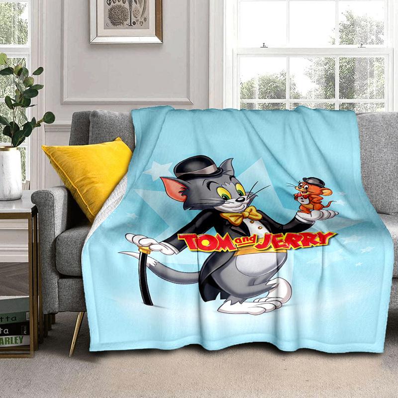 1pc Tom and Jerry Cartoon Blanket,Portable Throw for Travel & Camping, All Season Cozy Blanket,Ideal Gift