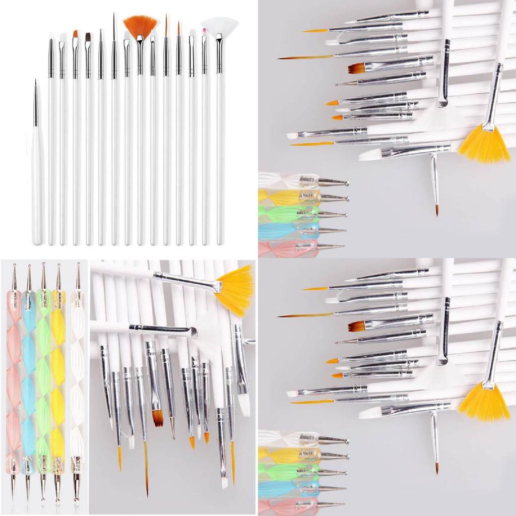Nail Art Brush Set 15 Pcs With Long Wooden Handles For Professional Manicure And Design